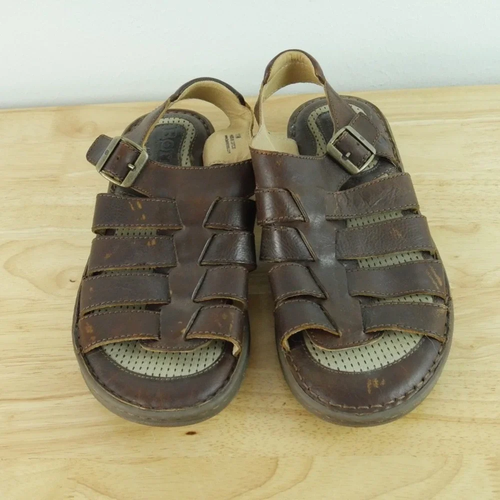 Born Men Sandals 11M Brown Leather Fisherman Slingback Granola Gorpcore Boho Born | Shoes | Born Brown Leather Slide Sandals Mens Us 1m  main image 2
